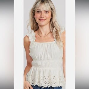 Old Navy White Eyelet Ruffle Tank Cottagecore Cotton Top
